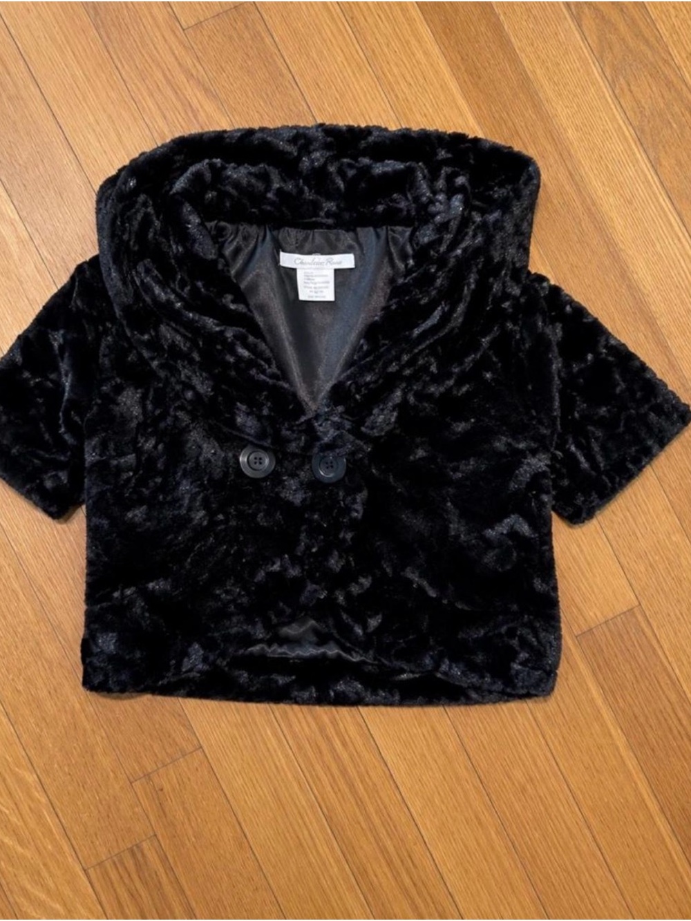 Charlotte Russe Black Faux Fur Cropped Short Sleeve Jacket Size M